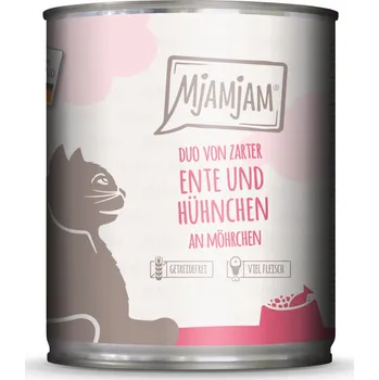 Krmivo pro kočku 6x800g MjAMjAM Duo - kachna a kuřecí s mrkví