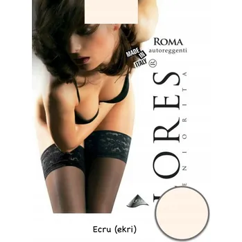 Dámské punčochy Punčochy samodržící LORES Roma 15 DEN Ecru, krémové, vel. 1/2