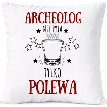 Polštář Dárek Polštář s motivem archeologa s potiskem bílý PoliDraw