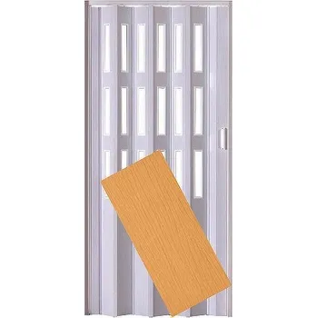 Interiérové dveře Plastové shrnovací dveře LUCIANA buk PROVEDENÍ: TŘI ŘADY PROSKLENÍ, ŠÍŘKA: 135cm 2368/135/T