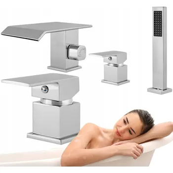 Vodovodní baterie Dvouúchytová vanová baterie na okraj vany Silla Premium, stříbrná