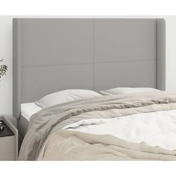 Čelo postele typu ušák světle šedé 147x16x118/128 cm textil IM_3119298