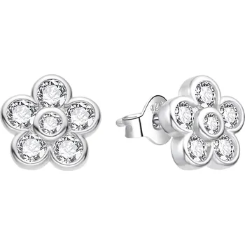 Náušnice AGATO Stříbrné kytičkové náušnice s čirými zirkony AGT-E257PW