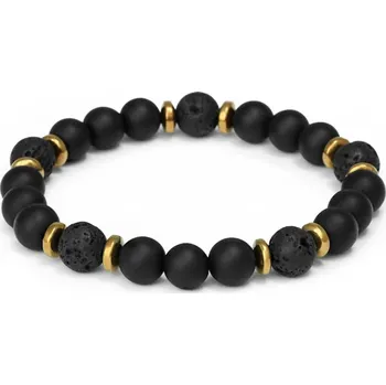 Náramek AGATO Minerální korálkový náramek z onyxu, lávového kamene a hematitu MINK146/20