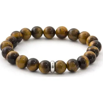 Náramek AGATO Minerální korálkový náramek z tygřího oka MINK110 Velikost: 19 cm