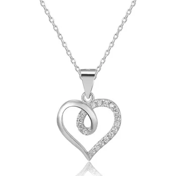 Přívěsek AGATO Stříbrný přívěsek srdce se zirkony AGH95