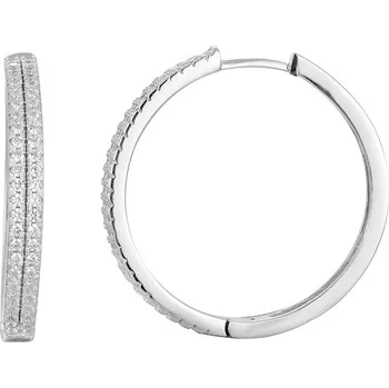 Náušnice AGATO Stříbrné kruhové náušnice se zirkony AGU1153