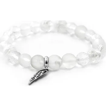 Náramek AGATO Minerální korálkový náramek z křišťálu MINK103/17