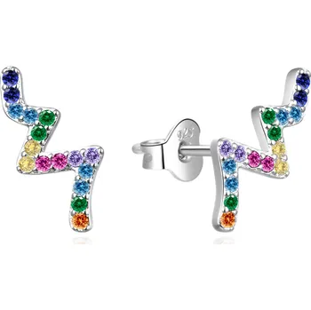 Náušnice AGATO Stříbrné podélné náušnice s barevnými zirkony AGT-E188PC