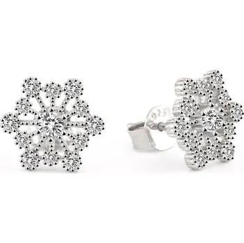Náušnice AGATO Blyštivé stříbrné náušnice sněhová vločka AGUP2754