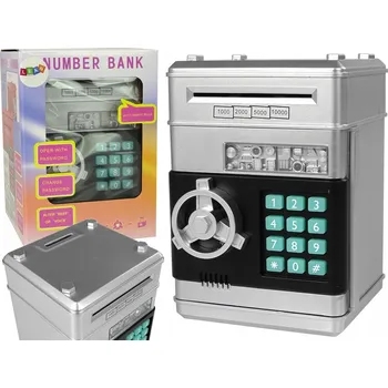 Pokladnička Elektronická pokladnička trezor s kódem pro děti stříbrná