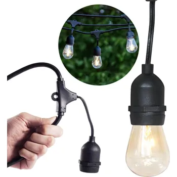 Venkovní osvětlení Voděodolný světelný dekorační řetěz, 15 ks E27 LED žárovek, 14,6 m, teplá bílá