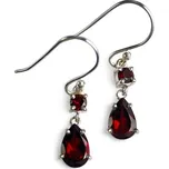 KYANE, stříbrné náušnice, granát, Ag 925/1000