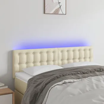 Čelo postele s LED krémové 144x5x78/88 cm umělá kůže IM_3121704
