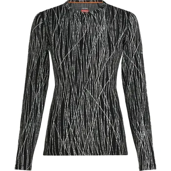 Dámská móda Dámské funkční triko Icebreaker Women Merino 260 Tech Vertex LS Crewe Delta Lines AOP Velikost: S / Barva: černá/bílá