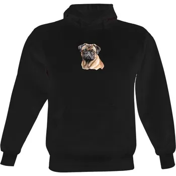 Pánská mikina Pánská mikina s kapucí s potiskem Mops bavlna a chlupy pánské