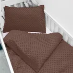 Dětské povlečení do postýlky Minky TOP 3D puntíky MKP-052 Čokoládově hnědé Do postýlky 90x130 a 40x60 cm