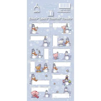 Balící papír Samolepky dárkové vánoční - sněhuláci 2