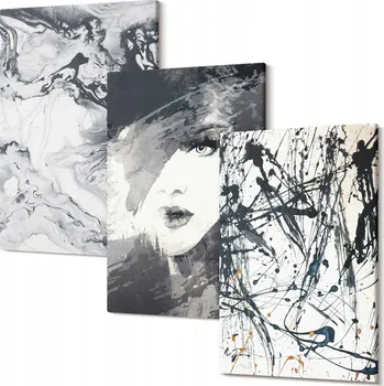 Obraz Sada obrazů do ložnice, abstraktní černo-bílé vzory, 30x20 cm