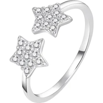Prsten AGATO Otevřený stříbrný prsten s hvězdami AGT-R11W Velikost: 58-62 (1,25 g)