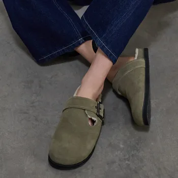 Dámské pantofle Reserved - Kožené pantofle - hnědozelená - 285CR-78X - 285CR-78X-38