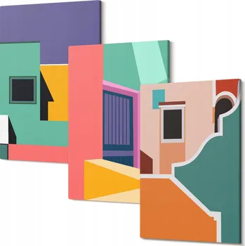 Obraz Triptych na plátně do obýváku Barevné ilustrace města 30x20 cm