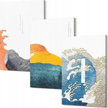 Obraz Sada obrazů na plátně Vlny v japonském stylu grafika 30x20 cm