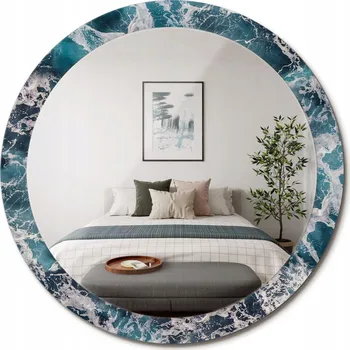 Zrcadlo Stylové kulaté zrcadlo na zeď s potiskem Bouřlivé moře průměr 90 cm
