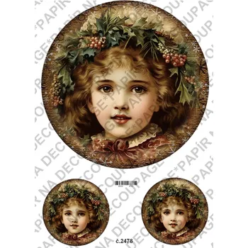 Umělecký papír Rýžový a soft papír na decoupage - Viktoríánské děti, vánoce - KB2478 Materiál: Soft, Rozměr: A4