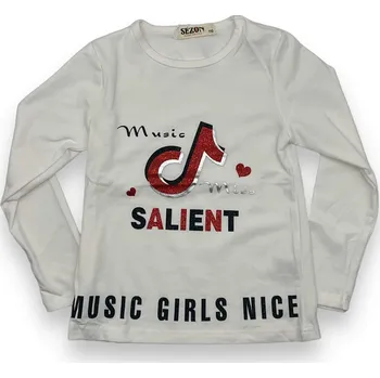 Dívčí tričko Sezon Dívčí trička s dlouhým rukávem TIKTOK 02 Barva: Bílá, Velikost: 122