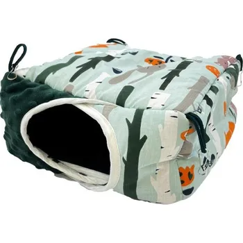 Samohýl Exclusive Domek dr.savec závěsný L, zvířata v lese, lahv.zelená minky 26x26x15cm