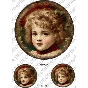 Umělecký papír Rýžový a soft papír na decoupage - Viktoríánské děti, vánoce - KB2482 Materiál: Soft, Rozměr: A4