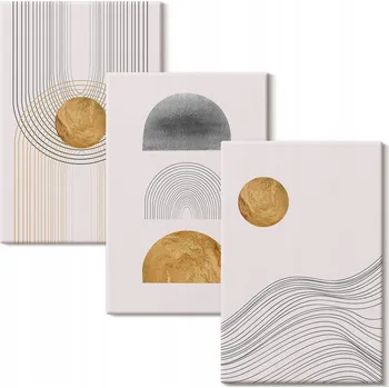 Obraz Sada obrazů pro dekoraci Abstraktní tvary béžová šedá 3x 20x30 cm