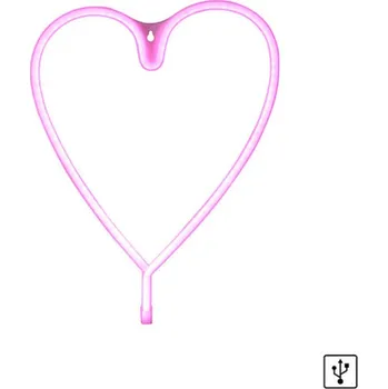 Lampička Just Light Svítidlo nástěnné Neon LED Srdce USB 7W růžová