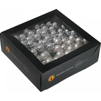 Vánoční dekorace Skleněné baňky stříbrné 2 cm, sada 144 ks