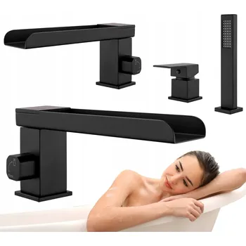 Vodovodní baterie Dvoukohoutková vanová a sprchová baterie na okraj vany Silla Premium černá