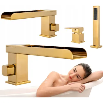 Vodovodní baterie Dvoukohoutková vanová a sprchová baterie na okraj vany Silla Premium zlatá