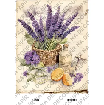 Výtvarný papír Rýžový a soft papír na decoupage - Levandule vintage - KB2504 Materiál: Rýžový papír, Rozměr: A4