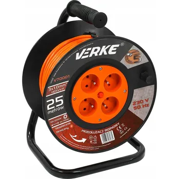 Napájecí kabel PRODLUŽOVACÍ KABEL NA BUBNU SILNÝ STAVEBNÍ NAVIJÁK 3x1,0mm 25m 4 ZÁSUVKY
