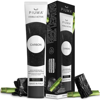 zubní pasta Piuma Visible Active bělící zubní pasta s aktivním uhlím 75 ml
