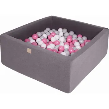 Suchý bazén Čtvercový Suchý Bazén s 200 míčky 90x90x40cm Tmavě Šedý Cotton