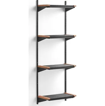 Věšák Regál na boty JEPPE, 4 police, 1790x600x300 mm, dub/tmavě šedá