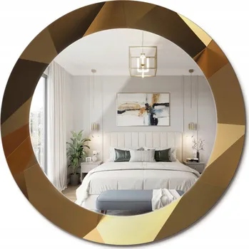 Zrcadlo Zrcadlo nástěnné s ozdobným skleněným rámem Geometrický vzor průměr 60 cm