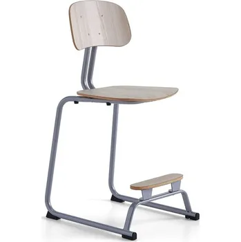 Jídelní židle Školní židle YNGVE, ližinová podnož, výška 610 mm, stříbrná/jasan