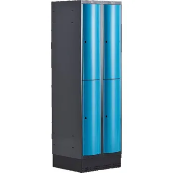 Šatní skříň Boxová šatní skříň CURVE, 2 sekce, 4 boxy, 1890x600x550 mm, sokl, modré dveře
