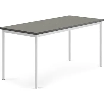 Jídelní stůl Stůl SONITUS, 1600x700x720 mm, bílé nohy, deska s linoleem, tmavě šedá
