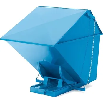Popelnice Výklopný kontejner PILE, s víkem, 1600 l, modrý