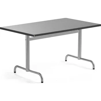 Jídelní stůl Stůl PLURAL, 1200x800x720 mm, linoleum, tmavě šedá, stříbrná