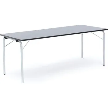 Jídelní stůl Skládací stůl NICKE, 1800x700x720 mm, stříbrný rám, tmavě šedé linoleum