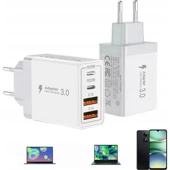 RYCHLÁ SÍŤOVÁ NABÍJEČKA USB TYP-C GaN 40W QC 3.0 PD pro TELEFONY a LAPTOPY